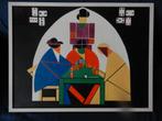 Olieverf De Kaartspelers Theo van Doesburg kopie geschilderd, Ophalen of Verzenden