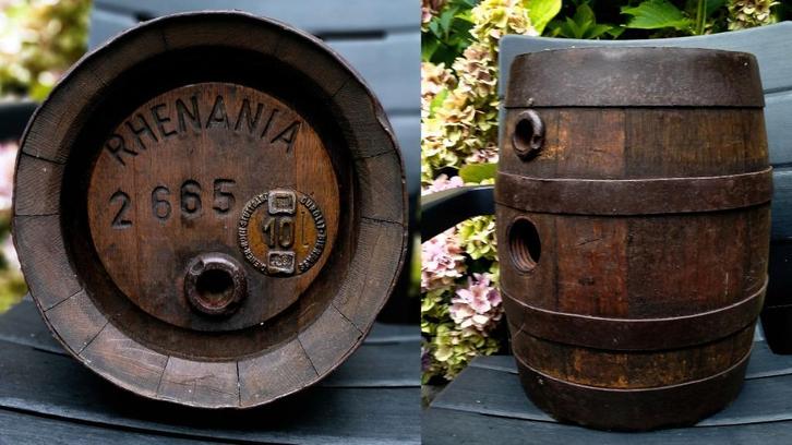Duitse Antiek Houten Bier Ton / Vat - 10L - Rhenania Krefeld, Verzamelen, Biermerken, Zo goed als nieuw, Overige typen, Overige merken