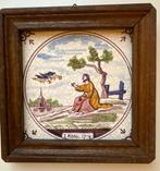 Handbeschilderde wandtegel/ Westraven 1 KON. 17:4 in lijstje, Ophalen of Verzenden