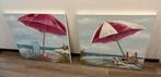 2 mooie schilderijen strand, Antiek en Kunst, Ophalen