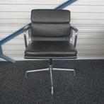 Vitra EA 208 Design Stoel | Vergaderstoel | Zwart | Leer , Gebruikt, Zwart, Ophalen of Verzenden, Metaal
