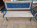 tuinbank gietijzer hout bankje blauw, Ophalen, Gebruikt, Hout