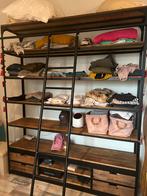 Industriële boekenkast van mangohout - 180x215 cm, Huis en Inrichting, Kasten | Boekenkasten, Ophalen, Met plank(en), Gebruikt