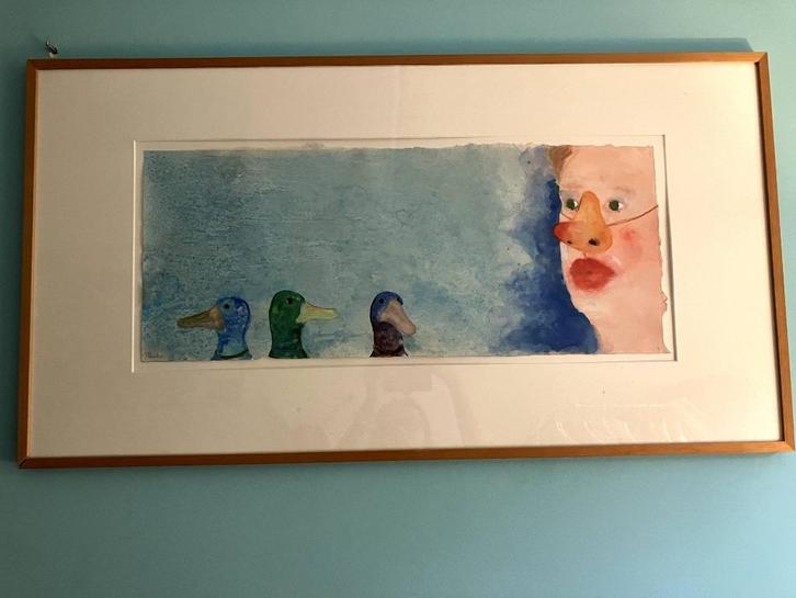 Zelfportret met eenden - Pieter Kusters, Antiek en Kunst, Kunst | Schilderijen | Modern, Ophalen