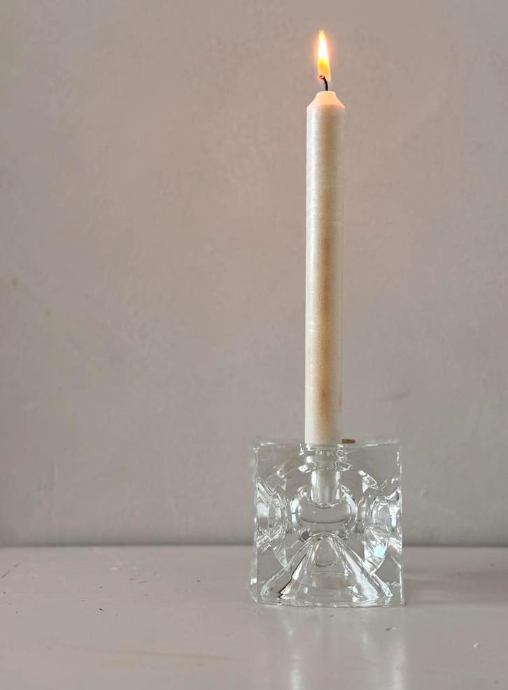 Vintage glazen kandelaar, Antiek en Kunst, Antiek | Glas en Kristal, Ophalen