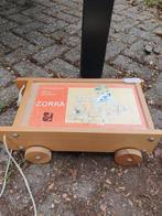 Vintage Zorka Houten Blokken Kar, Ophalen, Gebruikt, Duw- of Trekspeelgoed