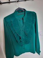 Mooie donker groene blouse met ruches maat L van Pescare, Maat 42/44 (L), Pescara, Ophalen of Verzenden, Zo goed als nieuw