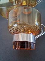 Vintage Amber Glazen Kopjes Set - Retro Jaren 70, Gebruikt, Ophalen of Verzenden, Glas, Overige stijlen