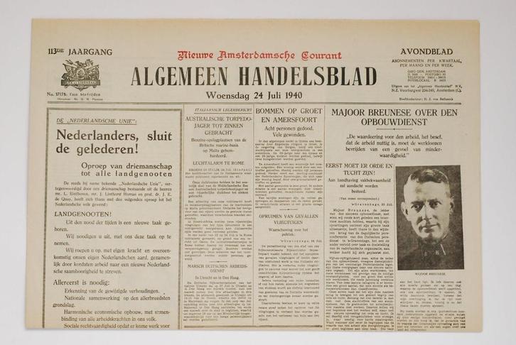 24 juli 1940 - Het Algemeen Handelsblad | Heruitgave 1994, Boeken, Tijdschriften en Kranten, Zo goed als nieuw, Krant, Verzenden