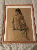 Vrouwelijk naakt, F. Holleman, krijttekening, Antiek en Kunst, Ophalen