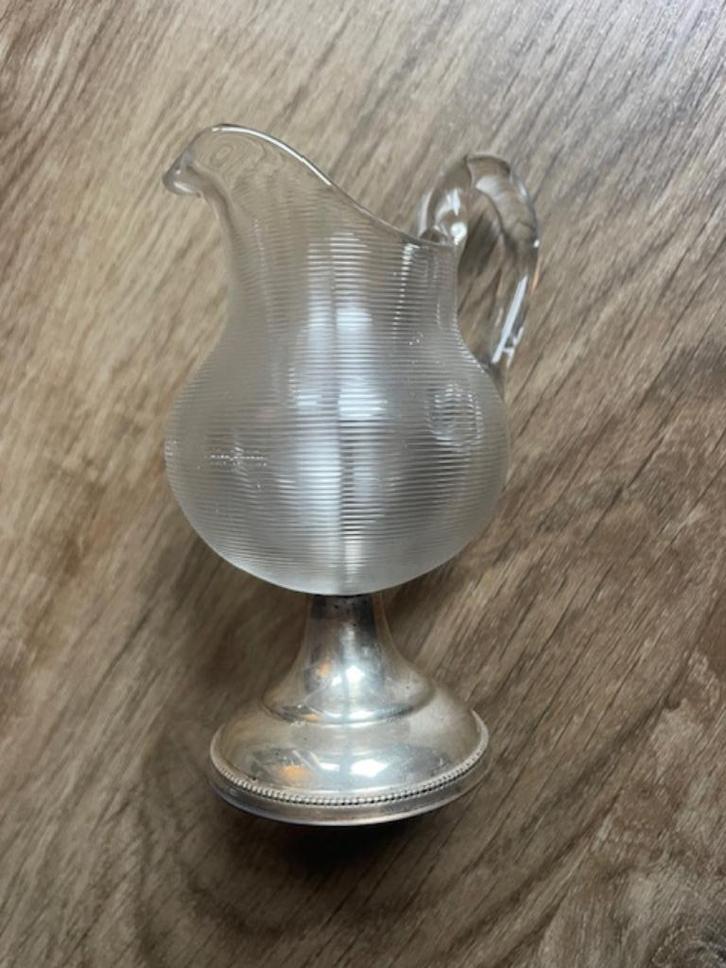 Vintage verzilverd glazen kannetje uit jaren 30-50, Antiek en Kunst, Antiek | Glas en Kristal, Ophalen of Verzenden
