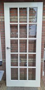 Mooie houten binnendeur met facetglas, Doe-het-zelf en Verbouw, Deuren en Horren, Ophalen, Gebruikt, 80 tot 100 cm, Binnendeur