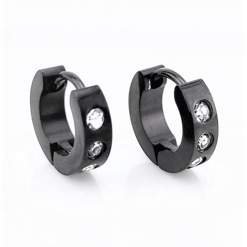 Ø10mm Oorringen Dames en Heren Zwart PVD Stalen Oorbellen, Sieraden, Tassen en Uiterlijk, Oorbellen, Nieuw, Hangers, Overige materialen