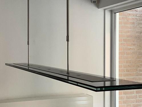 Steinhauer design hanglamp, gelaagd zwart glas,140cm, Huis en Inrichting, Lampen | Plafondlampen, Gebruikt, Glas, Metaal, Ophalen