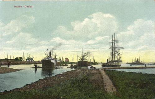 Haven - Delfzijl - schepen - 1911 gelopen, Verzamelen, Ansichtkaarten | Nederland, Gelopen, Groningen, Voor 1920, Verzenden