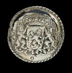 Antiek zilver broekstuk & speld 2 leeuwen en wapen, Antiek en Kunst, Verzenden, Zilver