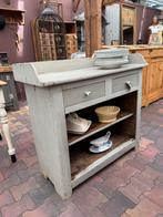 Commode, zacht grijs, twee lades, open vakken, plank, Ophalen