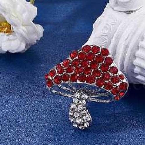 Paddenstoel broche Originele Zirkonia stenen, Sieraden, Tassen en Uiterlijk, Broches, Nieuw, Overige materialen, Zilver, Ophalen