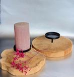 2 hardhouten/ metalen   Kandelaars, Bruin, Ophalen of Verzenden, Zo goed als nieuw, Kandelaar