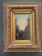 Fraai ingelijst antiek schilderij gesigneerd, Ophalen of Verzenden