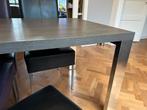Eettafel en 6 leren stoelen, Huis en Inrichting, Complete eetkamers, Ophalen, Gebruikt, 4 tot 6 stoelen