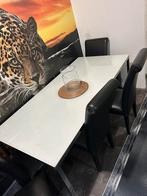 Glazen eettafel en 6 stoelen, Ophalen, Zo goed als nieuw, 4 tot 6 stoelen