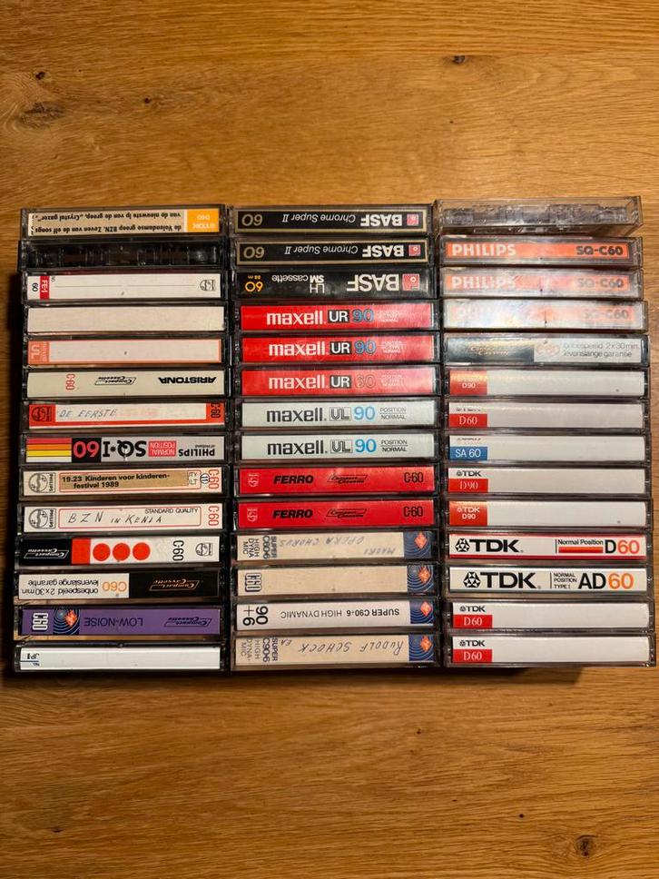 42 Cassettebandjes Philips, TDK, Maxwell, BASF, Cd's en Dvd's, Cassettebandjes, Gebruikt, Origineel, Pop, 26 bandjes of meer, Verzenden