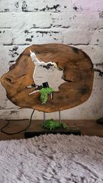 Unieke houten tafellamp, Huis en Inrichting, Lampen | Tafellampen, Ophalen of Verzenden, Zo goed als nieuw, Modern, Minder dan 50 cm