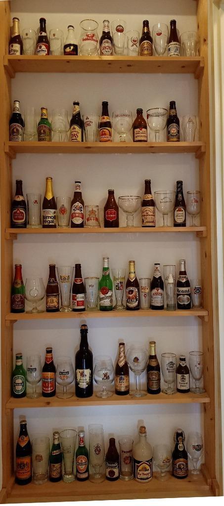 42x Bierfles en bijpassend glas OOK PER SET TE KOOP, Verzamelen, Glas en Borrelglaasjes, Gebruikt, Bierglas, Ophalen