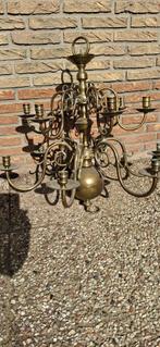 12 arms zware messing kroonluchter (67 x 72 cm), Huis en Inrichting, Lampen | Kroonluchters, Ophalen, Zo goed als nieuw