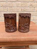 Chinees antiek brushpot houtsnijwerk penselen houder hout, Antiek en Kunst, Verzenden