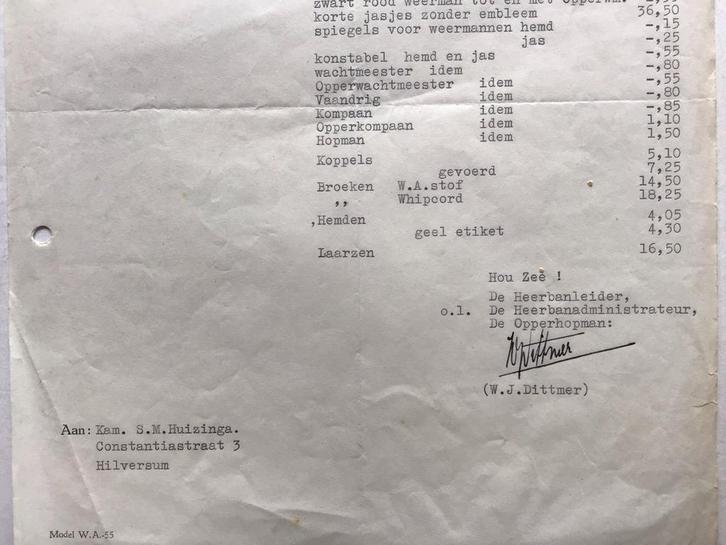 WA Uniformen Prijslijst Oorlogstijd, Verzamelen, Militaria | Algemeen, Overige soorten, Boek of Tijdschrift, Nederland, Ophalen of Verzenden