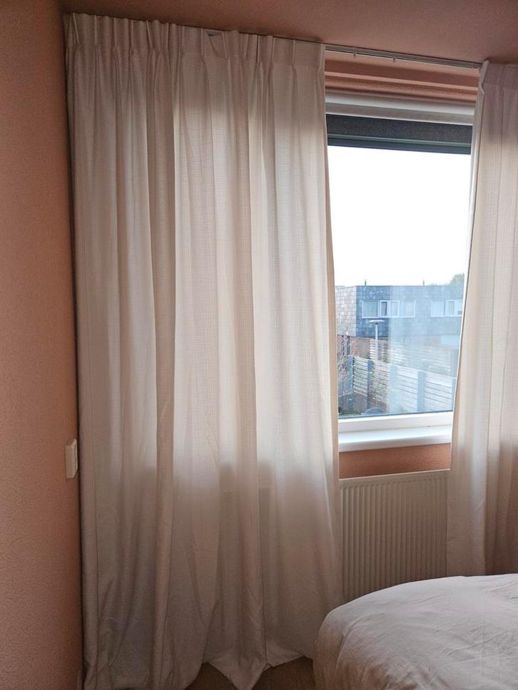 Hema lichtdoorlatende gordijnen gebroken wit, Huis en Inrichting, Stoffering | Gordijnen en Lamellen, Gebruikt, 200 cm of meer