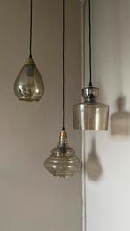 Bruin/goudkleurige glazen hanglampen, Ophalen of Verzenden, Zo goed als nieuw, Glas, Minder dan 50 cm