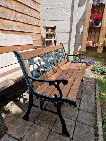 Vintage tuinbank gietijzer hardhout beschikbaar voor biedingen