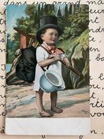 Jongetje, landloper met po, hoed, knapzak, Verzamelen, Ophalen of Verzenden, Voor 1920, Ongelopen, Kinderen