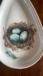 Handbeschilderde ovale schaal met eieren op nest en 3 kleine, Ophalen of Verzenden, Nieuw