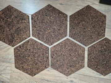 6x kurk prikbord zeskanten, hexagon, zelfklevend kurkwand beschikbaar voor biedingen