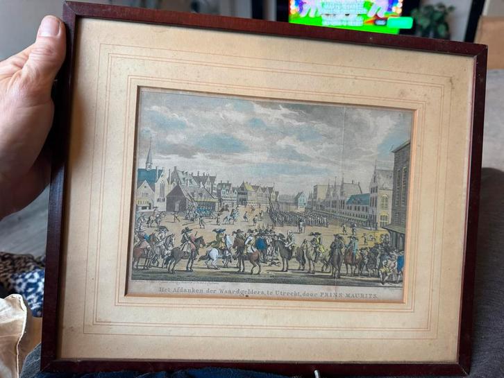Antieke prent: Afbeelding Utrecht Prins Maurits, Antiek en Kunst, Kunst | Etsen en Gravures, Ophalen