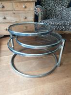 Vintage Salontafel, Huis en Inrichting, 50 tot 100 cm, Glas, Rond, Gebruikt