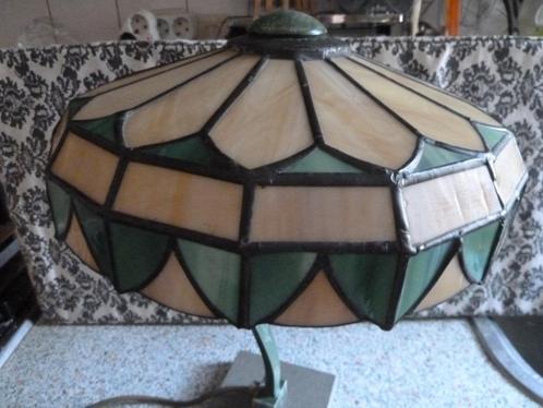 Tiffany schemerlamp op marmer stene voet, Huis en Inrichting, Lampen | Tafellampen, Gebruikt, Minder dan 50 cm, Glas, Metaal, Ophalen