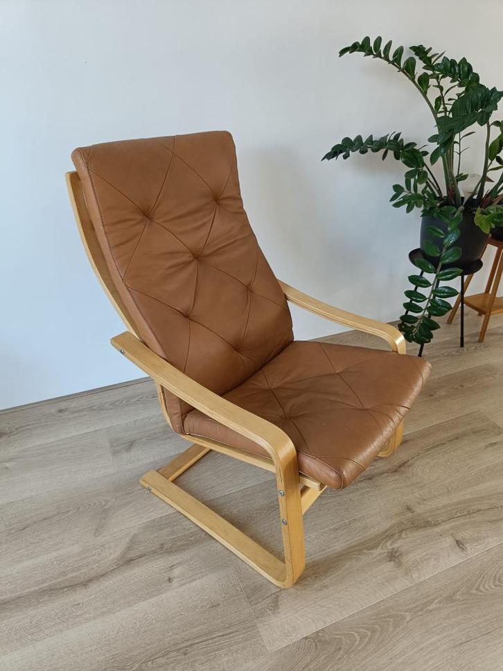 Ikea POÄNG fauteuil, Huis en Inrichting, Fauteuils, Zo goed als nieuw, Hout, Leer, Stof, 50 tot 75 cm, 75 tot 100 cm, Ophalen
