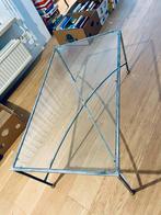 Smeedijzeren salontafel met glas, Ophalen, Gebruikt, 50 tot 100 cm, Glas