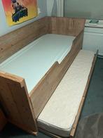 Steigerhout bed 90x200 incl logeerbed, Ophalen, Gebruikt, 90 cm, Eenpersoons