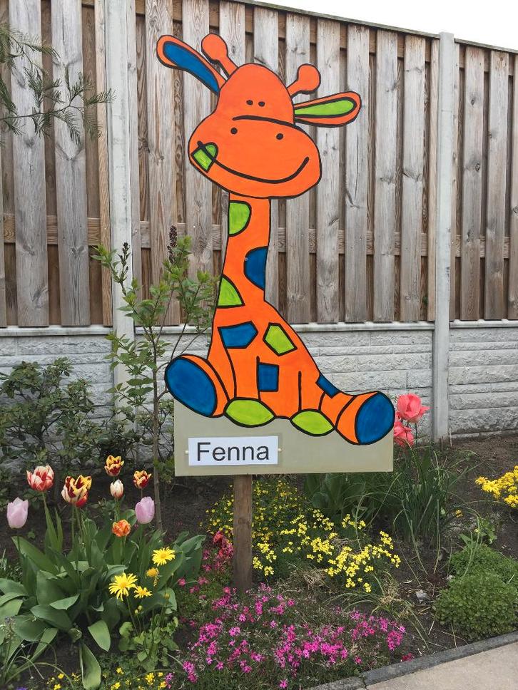 Geboortebord Giraf huren huur babyspullen jongen meisje, Kinderen en Baby's, Kraamcadeaus en Geboorteborden, Zo goed als nieuw