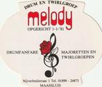 Sticker muziek Melody Maassluis (2) Drumfanfare Twirlgroep, Verzenden, Zo goed als nieuw, Overige typen