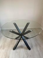 Glazen Ronde Eettafel met Spinpoot 120cm, Huis en Inrichting, Tafels | Eettafels, Ophalen, Gebruikt, 100 tot 150 cm, Rond