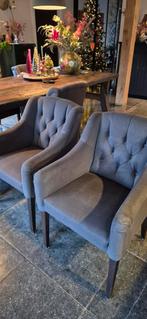 6 x gecapitonneerde eetkamerstoelen – taupe/grijs, Huis en Inrichting, Ophalen, Gebruikt, Grijs, Vijf, Zes of meer stoelen