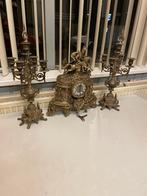 mooi antiek klok met kandelaars, Antiek en Kunst, Ophalen of Verzenden, Koper of Brons