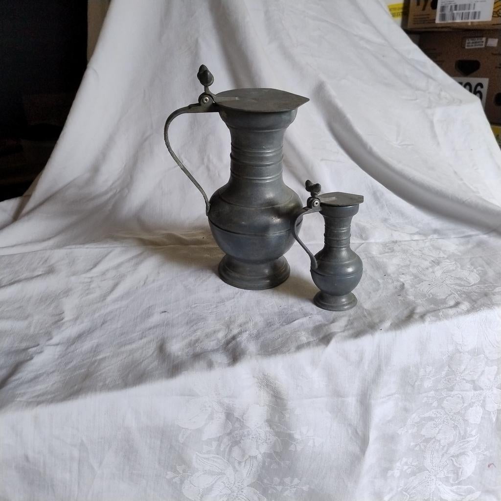 Tinnen Karaffen Groot en Klein, Ophalen of Verzenden